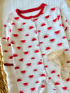 Unisex 3lu Mantar Desenli Patikli Kaşkorse Tulum Set 