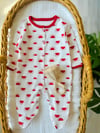 Unisex 3lu Mantar Desenli Patikli Kaşkorse Tulum Set 