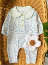 Yeşil Çiçekli Yakalı Tulum