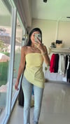 0020 VOLANLI STRAPLEZ BLUZ SARI