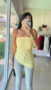 0020 VOLANLI STRAPLEZ BLUZ SARI