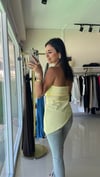 0020 VOLANLI STRAPLEZ BLUZ SARI