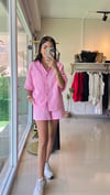 %100 MÜSLİN ŞORT GÖMLEK TAKIM PEMBE