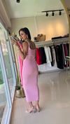 1032 ASKILI TRİKO ELBİSE PEMBE