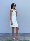 10341 GOLD DÜĞME ELBİSE BEJ