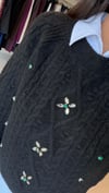 10462 Bisiklet Yaka Taş İşlemeli Kazak-Siyah