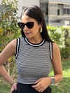 10559 BİSİKLET YAKA ÇİZGİLİ TRİKO TOP