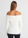 10649 BARDOT YAKA FİTİLLİ TRİKO KAZAK EKRU