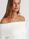 10649 BARDOT YAKA FİTİLLİ TRİKO KAZAK EKRU