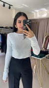 10699 PULLU ASTARLI TRİKO KAZAK BEYAZ