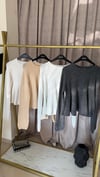 10832 Peplum Parıltılı Triko Kazak-Ekru
