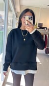 10964 T-SHIRT DERYALI İÇİ ŞARTONLU SWEAT SİYAH