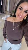 11035 KAYIK YAKA TEK OMUZ BLUZ KAHVE
