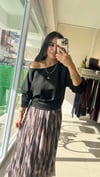 11035 KAYIK YAKA TEK OMUZ BLUZ SİYAH