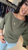 11044 KAYIK YAKA MODAL KUMAŞ BLUZ HAKİ