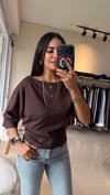 11044 KAYIK YAKA MODAL KUMAŞ BLUZ KAHVE