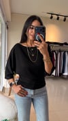 11044 KAYIK YAKA MODAL KUMAŞ BLUZ SİYAH