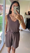 111 KALIN ASKILI ŞORTLU MODAL TAKIM KAHVE