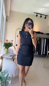 11487 TEK YANI DRAPEL SIFIR KOL ELBİSE LACİVERT