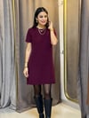 16007 KISA KOL SELANİK KUMAŞ ELBİSE BORDO