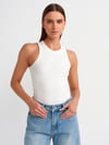 20842 FİTİLLİ HALTER YAKA EKRU