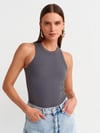 20842 FİTİLLİ HALTER YAKA FÜME