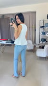 20984 PEPLUM DANTEL BLUZ EKRU