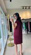 2136 OYS POLO YAKA MODAL KUMAŞ CEPLİ ELBİSE BORDO