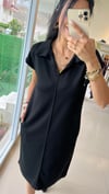 2136 OYS POLO YAKA MODAL KUMAŞ CEPLİ ELBİSE SİYAH