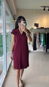 2136 OYS POLO YAKA MODAL KUMAŞ CEPLİ ELBİSE BORDO