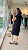 2136 OYS POLO YAKA MODAL KUMAŞ CEPLİ ELBİSE SİYAH