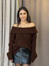 231075 DEGAJE YAKA FİTİLLİ KAZAK KAHVERENGİ