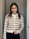 231096 GOLD DÜĞMELİ BORDO ÇİZGLİ.SAKALLI TRİKO HIRKA 