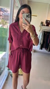 247145 KETEN ŞORTLU TAKIM BORDO