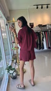 247145 KETEN ŞORTLU TAKIM BORDO
