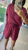 247145 KETEN ŞORTLU TAKIM BORDO