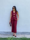 247169 GOLD DÜĞME YELEK PANTOLON TAKIM BORDO
