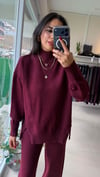 24753 Beli Lastikli Triko Takım Bordo
