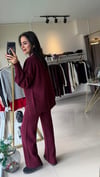 24753 Beli Lastikli Triko Takım Bordo