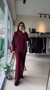 24753 Beli Lastikli Triko Takım Bordo