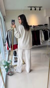 24753 Beli Lastikli Triko Takım Ekru