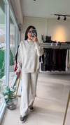 24753 Beli Lastikli Triko Takım Ekru