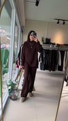 24753 Beli Lastikli Triko Takım Kahve