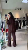 24753 Beli Lastikli Triko Takım Kahve