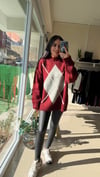 24767 Baklava Desenli Triko Kazak Bordo