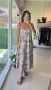 248074 LEOPAR DESENLİ ASKILI SATEN ELBİSE