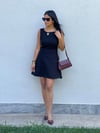 248157 SIFIR KOL KUPLU ELBİSE SİYAH