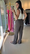 25015 ÖRME KUMAŞ DÖKÜMLÜ PANTOLON KAHVE