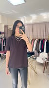 30312 DEKORATİF DİKİŞLİ TSHİRT KAHVE
