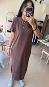 30314 KISA KOLLU MODAL BASİC ELBİSE KAHVEE
